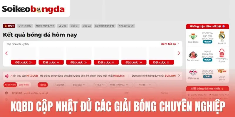 Kết quả bóng đá hôm nay 99 Kqbd cập nhật đủ các giải bóng chuyên nghiệp