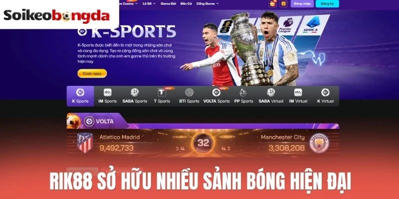Rik88 sở hữu nhiều sảnh bóng hiện đại